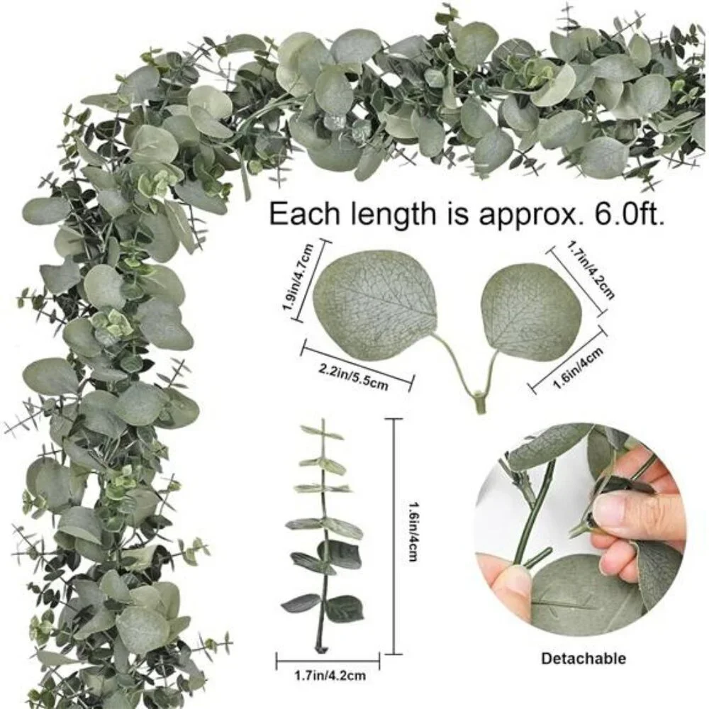 Artificial Eucalyptus Garland 6FT Faux Greenery Vine Wedding Arch Decor Set